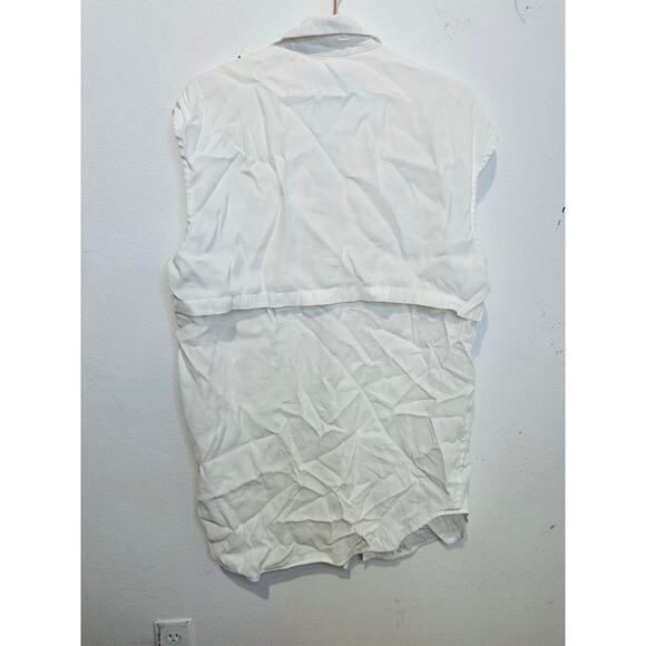 K. NGSLEY Women's White Cap Sleeve Button Front Nes Shirt Dress Size Medium - Picture 8 of 13